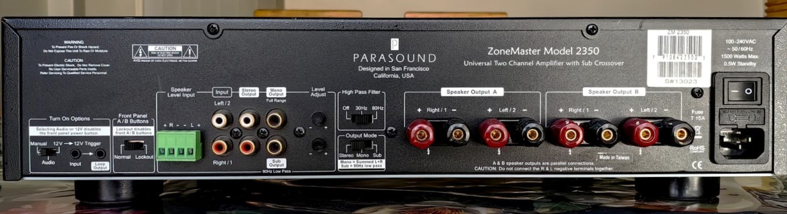 Parasound ZoneMaster 2350 Universal 2 Channel Power Amplifier With Sub ...